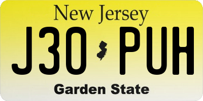 NJ license plate J30PUH