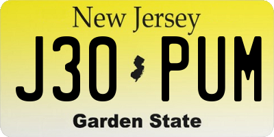 NJ license plate J30PUM