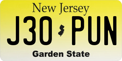 NJ license plate J30PUN