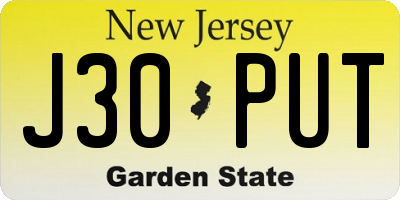 NJ license plate J30PUT