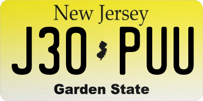 NJ license plate J30PUU