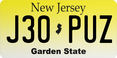 NJ license plate J30PUZ