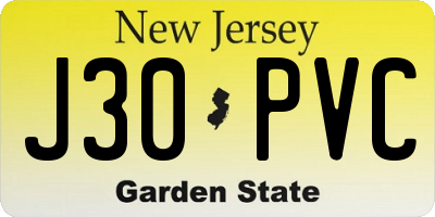 NJ license plate J30PVC
