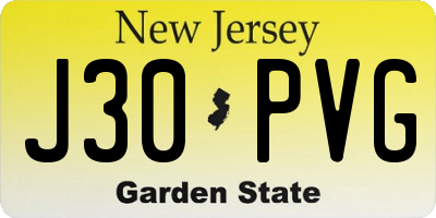 NJ license plate J30PVG