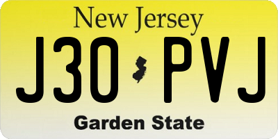 NJ license plate J30PVJ