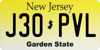 NJ license plate J30PVL