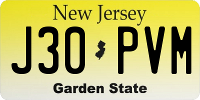 NJ license plate J30PVM