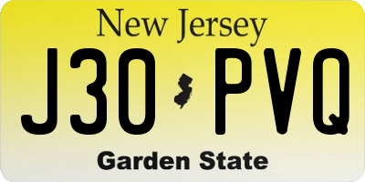 NJ license plate J30PVQ