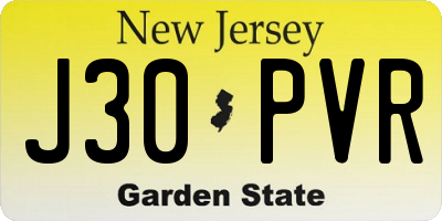 NJ license plate J30PVR