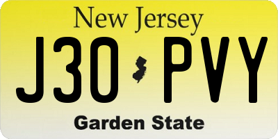 NJ license plate J30PVY