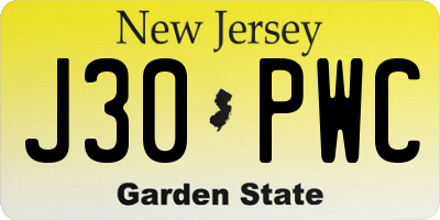 NJ license plate J30PWC