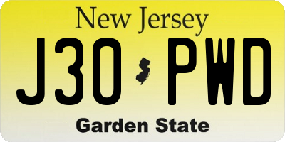 NJ license plate J30PWD