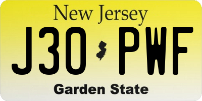 NJ license plate J30PWF