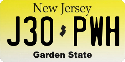 NJ license plate J30PWH