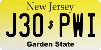 NJ license plate J30PWI