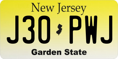 NJ license plate J30PWJ