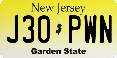 NJ license plate J30PWN