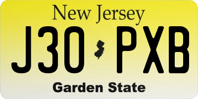 NJ license plate J30PXB