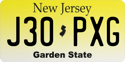 NJ license plate J30PXG