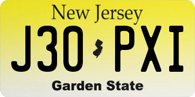 NJ license plate J30PXI