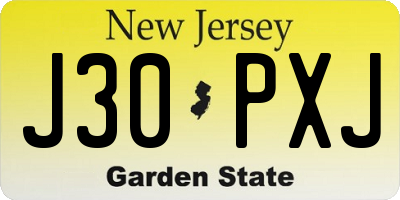 NJ license plate J30PXJ