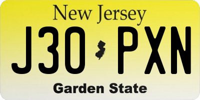 NJ license plate J30PXN