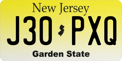 NJ license plate J30PXQ