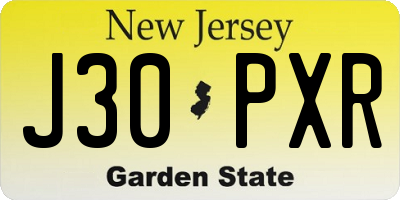 NJ license plate J30PXR