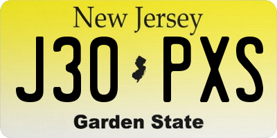 NJ license plate J30PXS