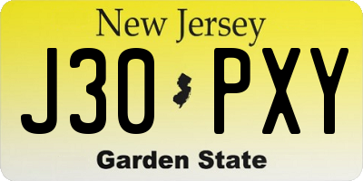 NJ license plate J30PXY