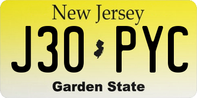 NJ license plate J30PYC
