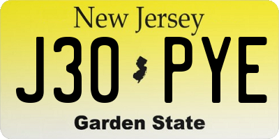 NJ license plate J30PYE