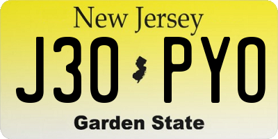 NJ license plate J30PYO