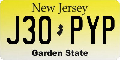 NJ license plate J30PYP