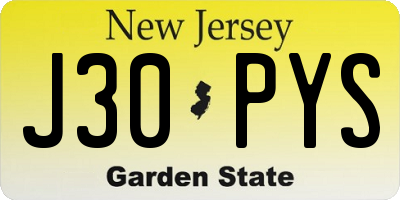 NJ license plate J30PYS