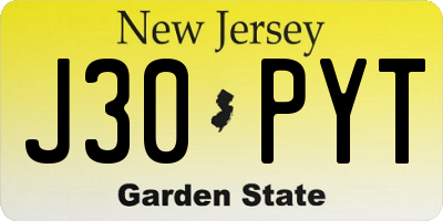 NJ license plate J30PYT