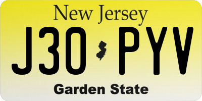 NJ license plate J30PYV
