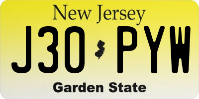NJ license plate J30PYW