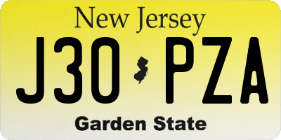 NJ license plate J30PZA