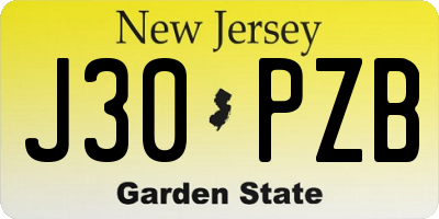 NJ license plate J30PZB