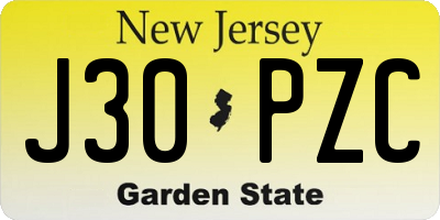 NJ license plate J30PZC