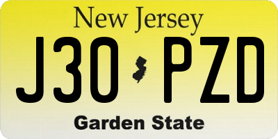 NJ license plate J30PZD