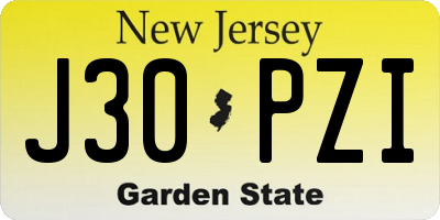 NJ license plate J30PZI