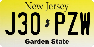 NJ license plate J30PZW