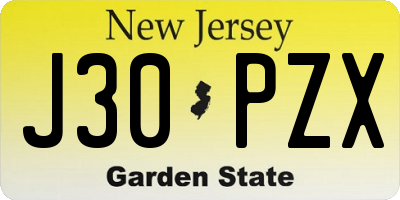 NJ license plate J30PZX