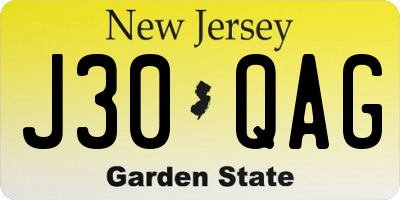 NJ license plate J30QAG