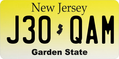 NJ license plate J30QAM