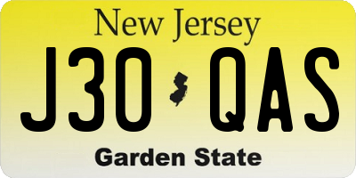 NJ license plate J30QAS