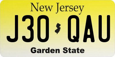 NJ license plate J30QAU