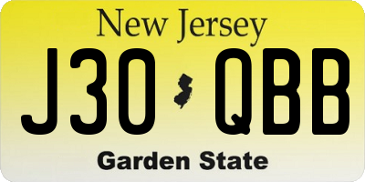 NJ license plate J30QBB